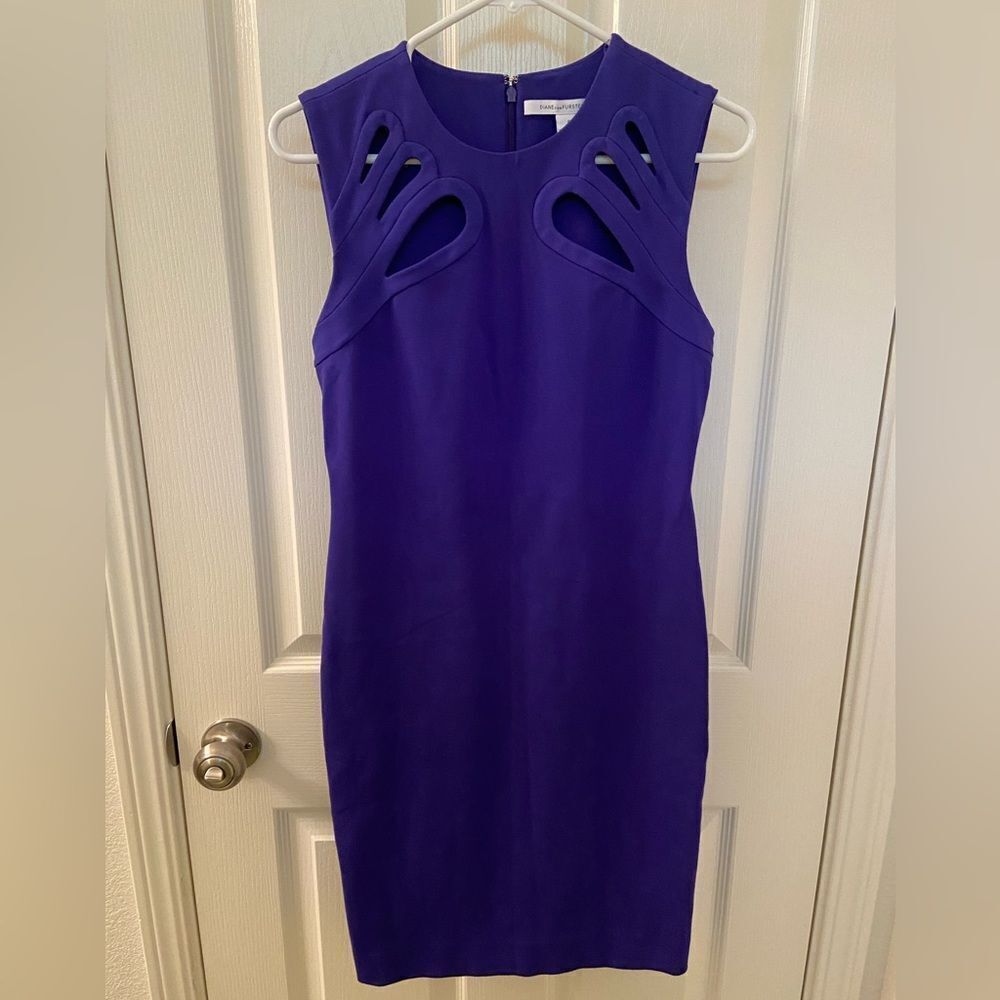 Diane von Furstenberg Women's Chrome Purple Sidra Cut-Out Dress Size 6